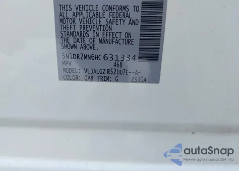 2017 Nissan Pathfinder Sl from USA, damaged, VIN 5N1DR2MN6HC631334